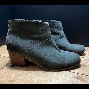 Toms Leila Castlerock Gray Suede Booties Size 8.5